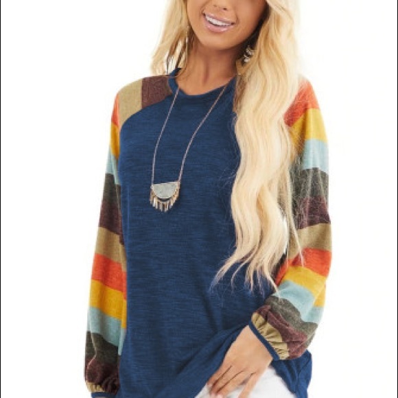 Multicolored balloon sleeves top - Picture 3 of 4